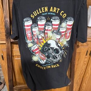 Black T-Shirt with Red and White Design